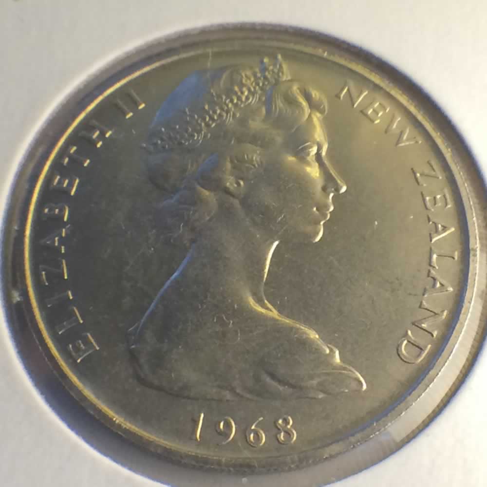 New Zealand 1968  20 Cents Kiwi Coin ( 20C ) - Obverse