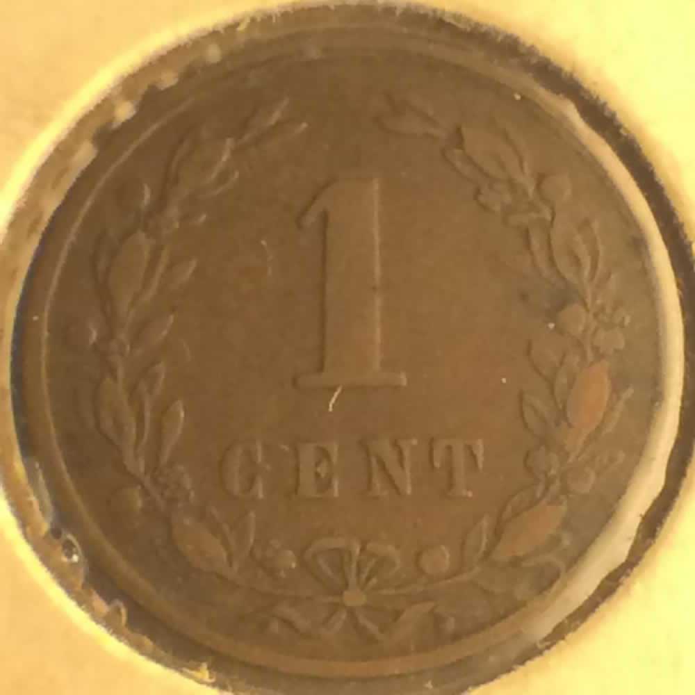 Netherlands 1878  1 Cent Willem III ( 1C ) - Reverse