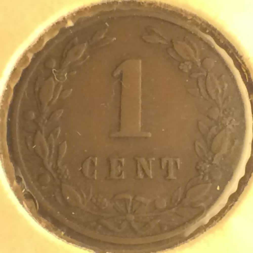 Netherlands 1880  1 Cent Willem III ( 1C ) - Reverse
