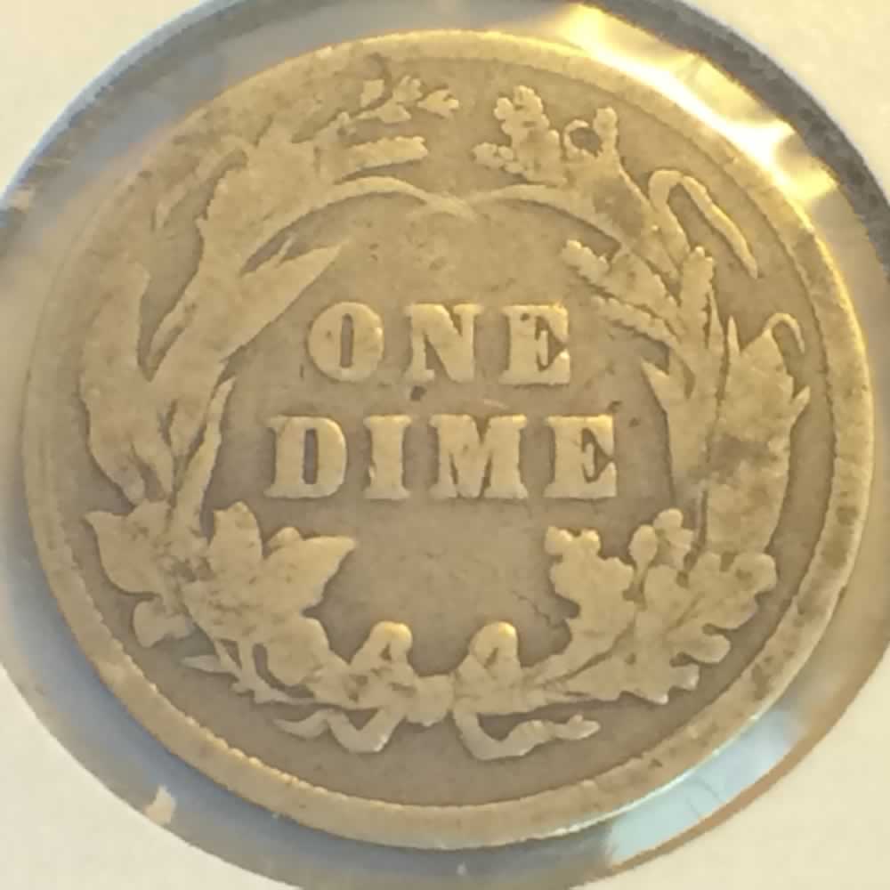 US 1897  Silver Barber Ten Cent Dime ( S10C ) - Reverse