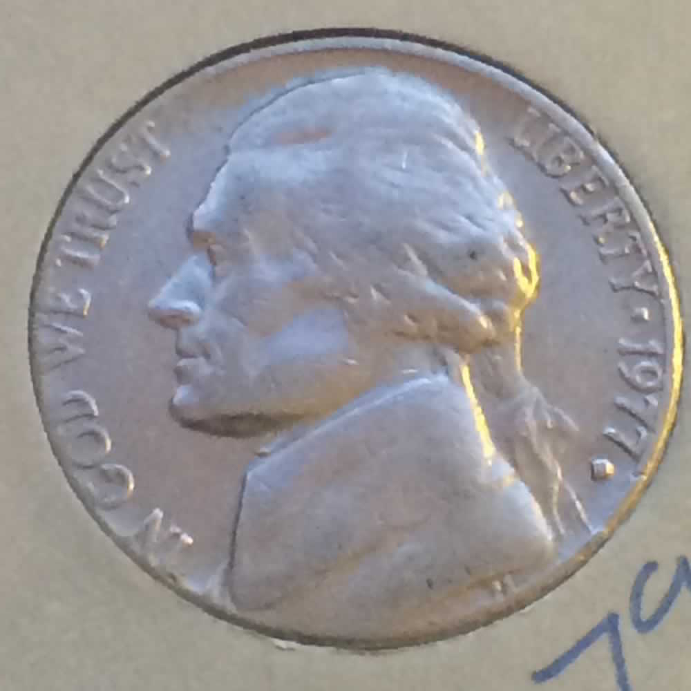 US 1977 D Jefferson Nickel ( 5C ) - Obverse