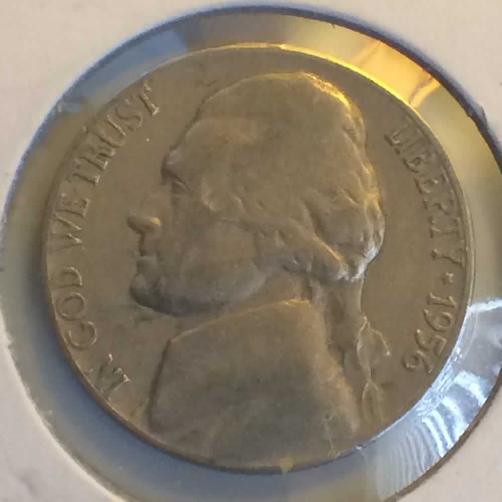 US 1956 D Jefferson Nickel ( 5C ) - Obverse
