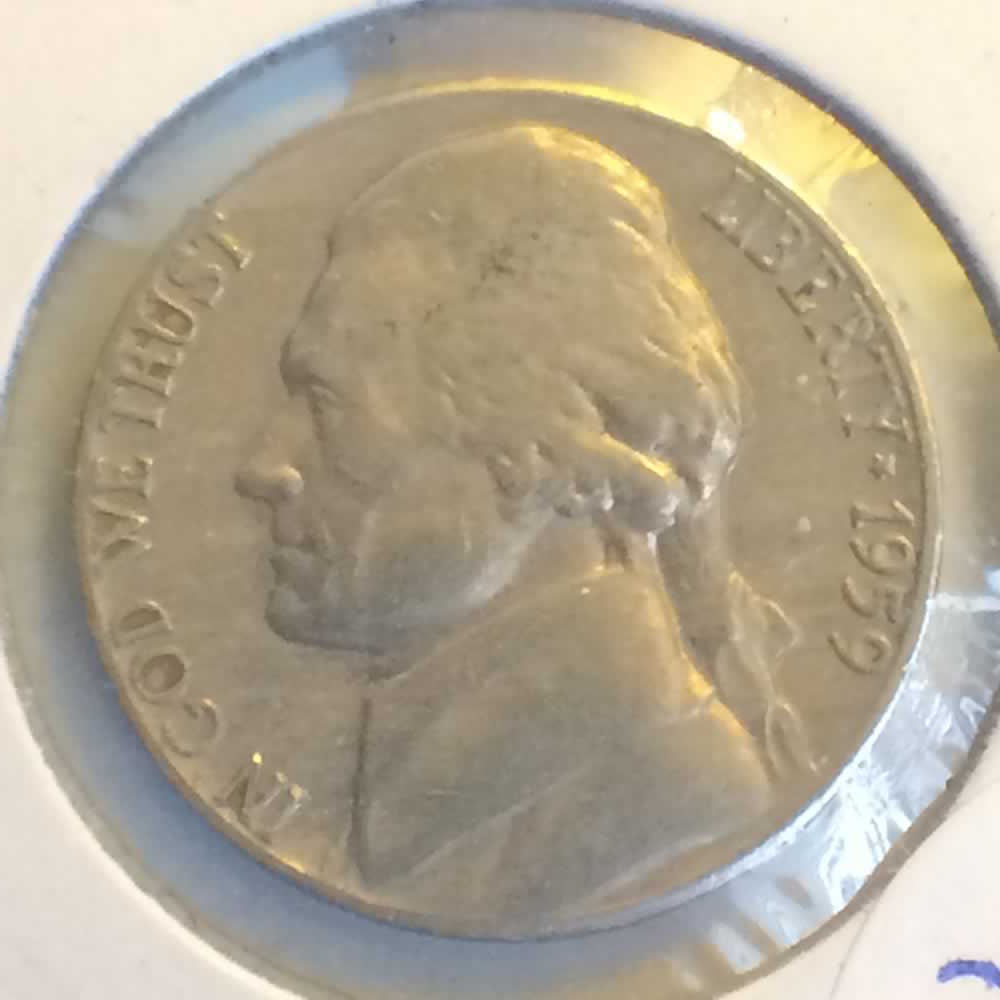 US 1959 D Jefferson Nickel ( 5C ) - Obverse