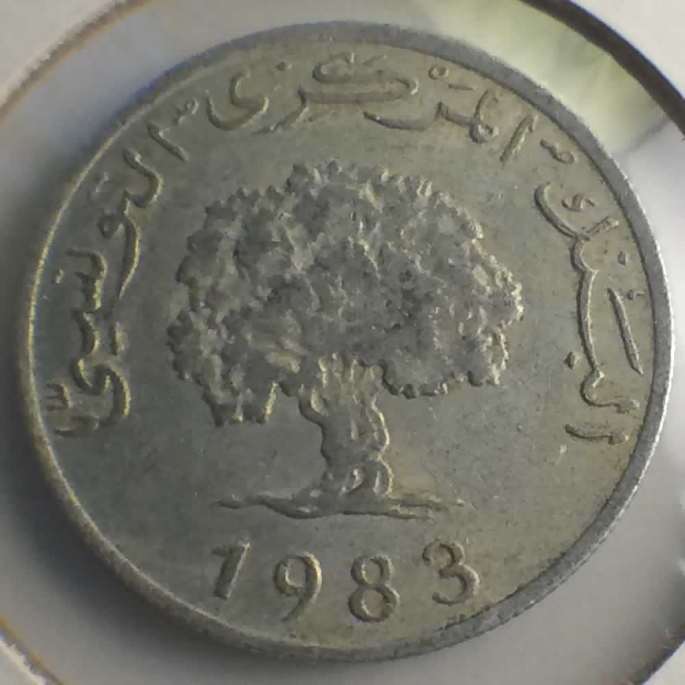 Tunisia 1983  5 Millimes ( 5 Milim ) - Obverse