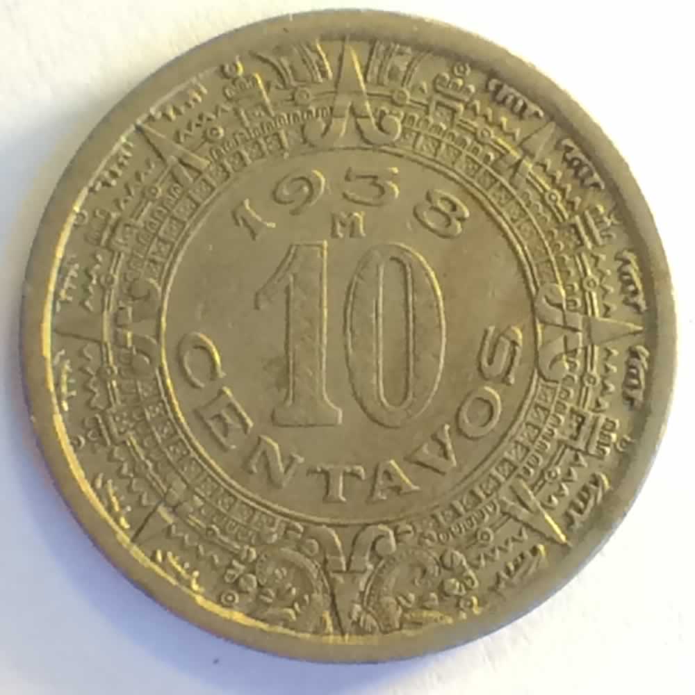 Mexico 1938 Mo 10 Centavos - SKD Aztec ( 10C ) - Obverse