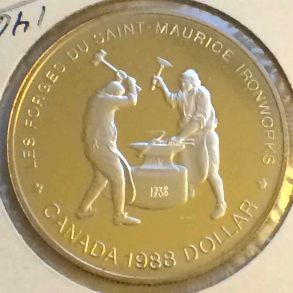 Canada 1988  Saint-Maurice Ironworks Silver dollar ( CS$1 ) - Reverse