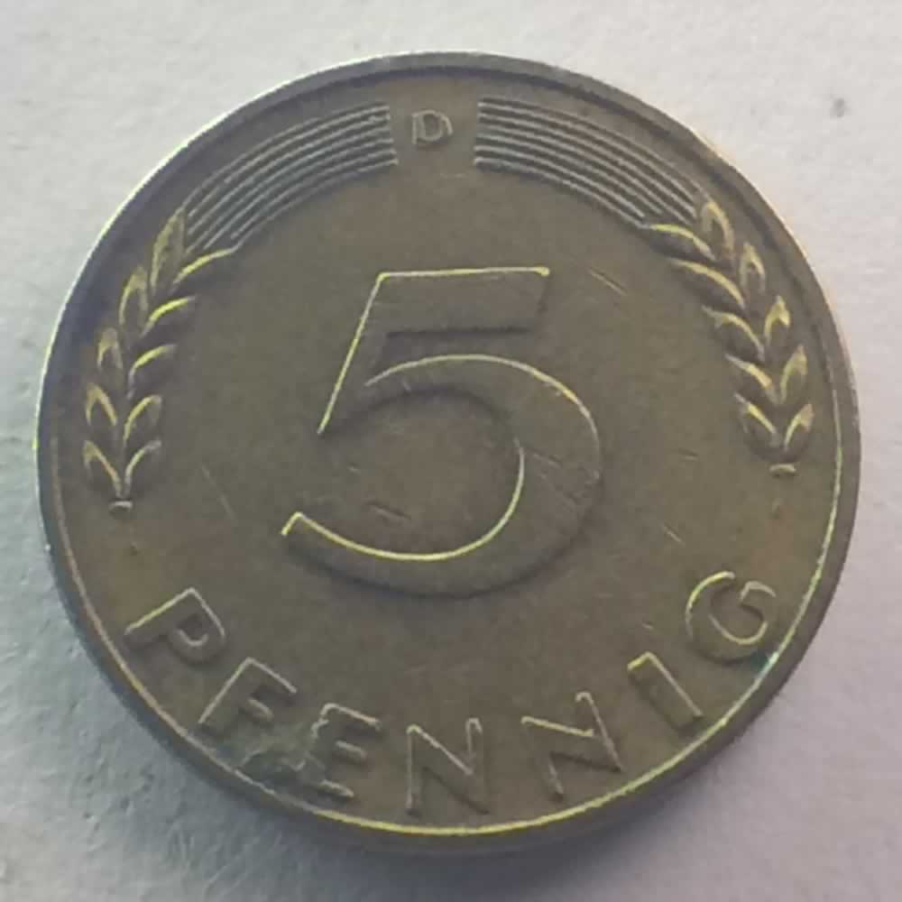Germany 1950 D 5 Pfennig ( 5pf ) - Obverse
