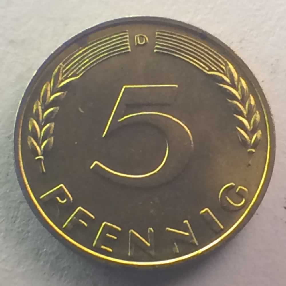 Germany 1969 D 5 Pfennig ( 5pf ) - Obverse