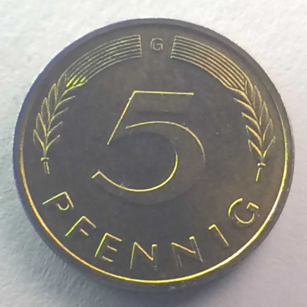 Germany 1991 G 5 Pfennig ( 5pf ) - Obverse
