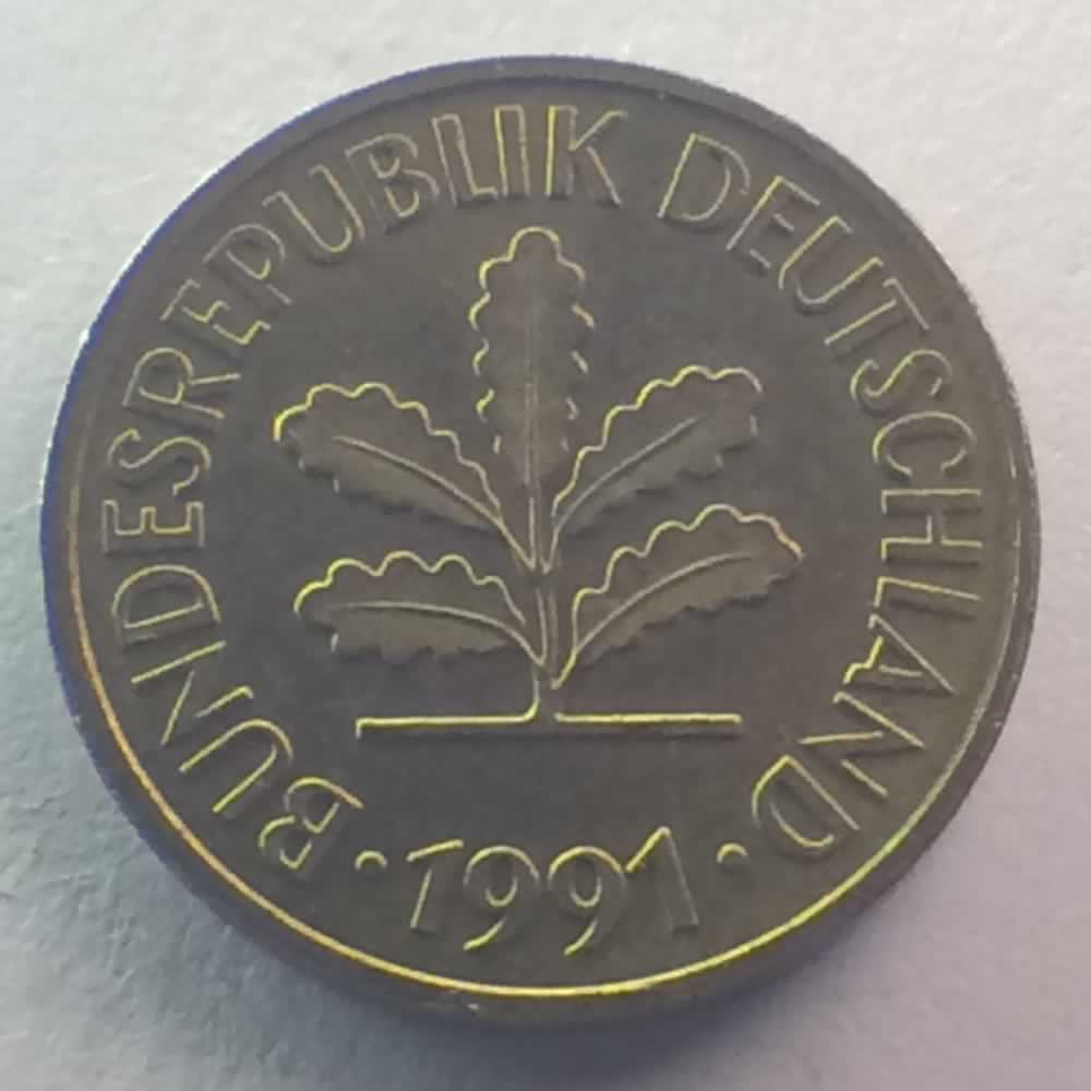Germany 1991 G 5 Pfennig ( 5pf ) - Reverse