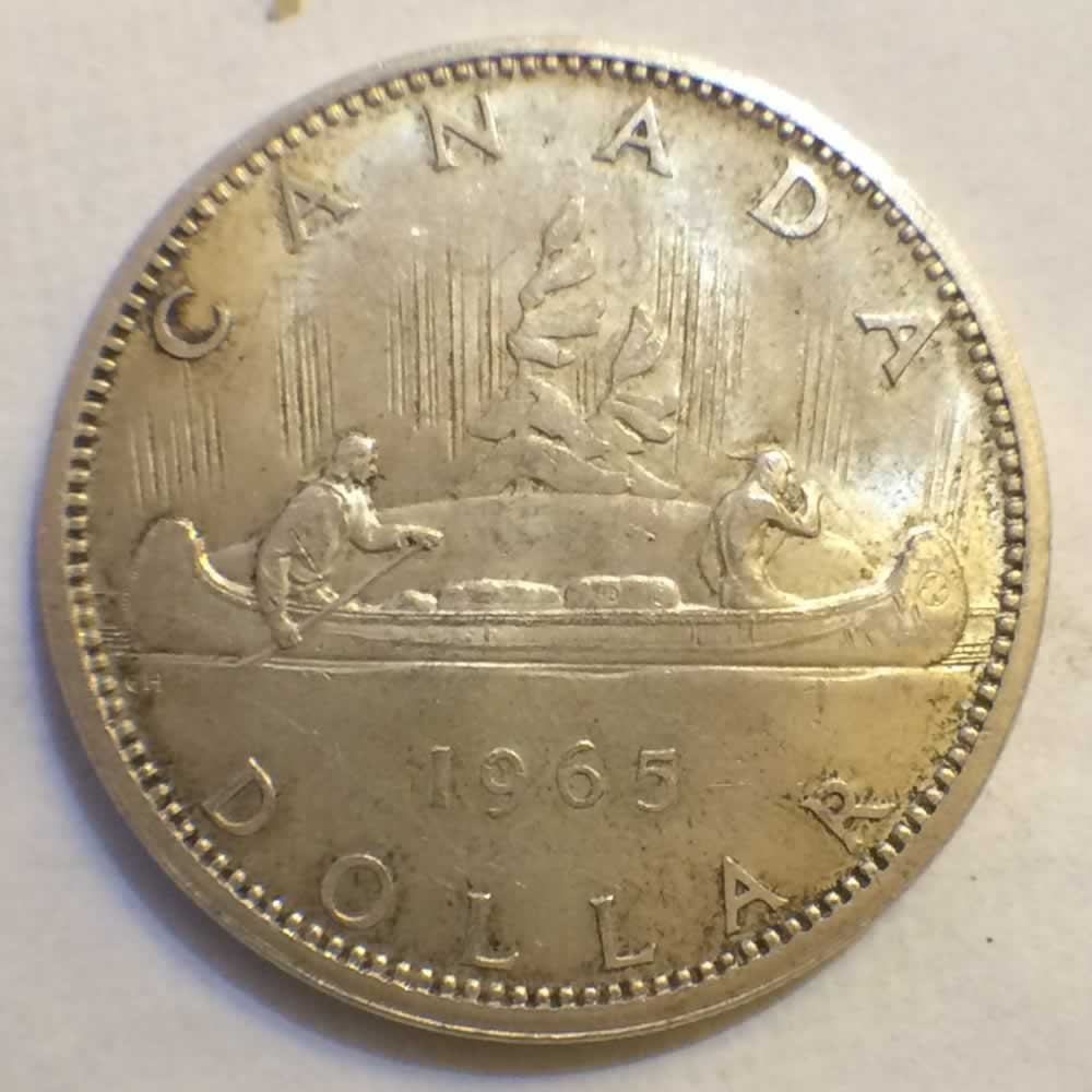 Canada 1965  Voyageur Silver Dollar LB-B5 ( CS$1 ) - Reverse