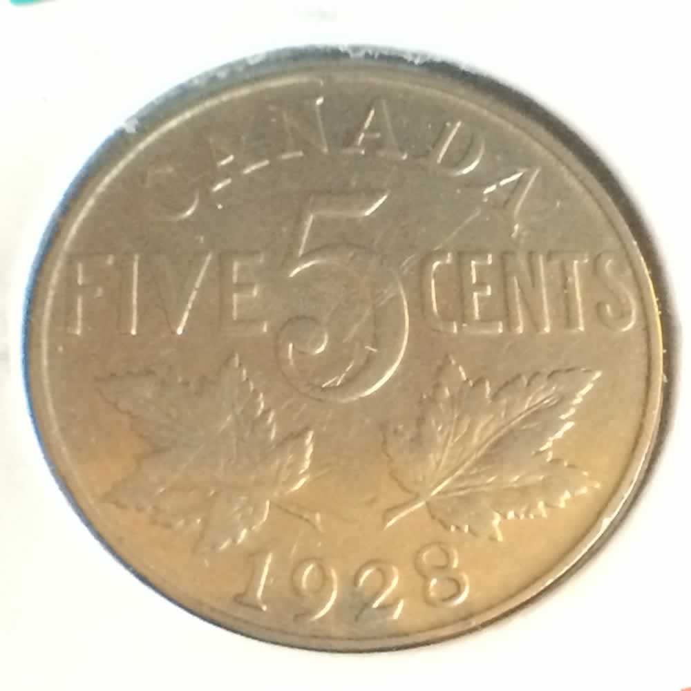 Canada 1928  Canadian 5 Cents ( C5C ) - Reverse