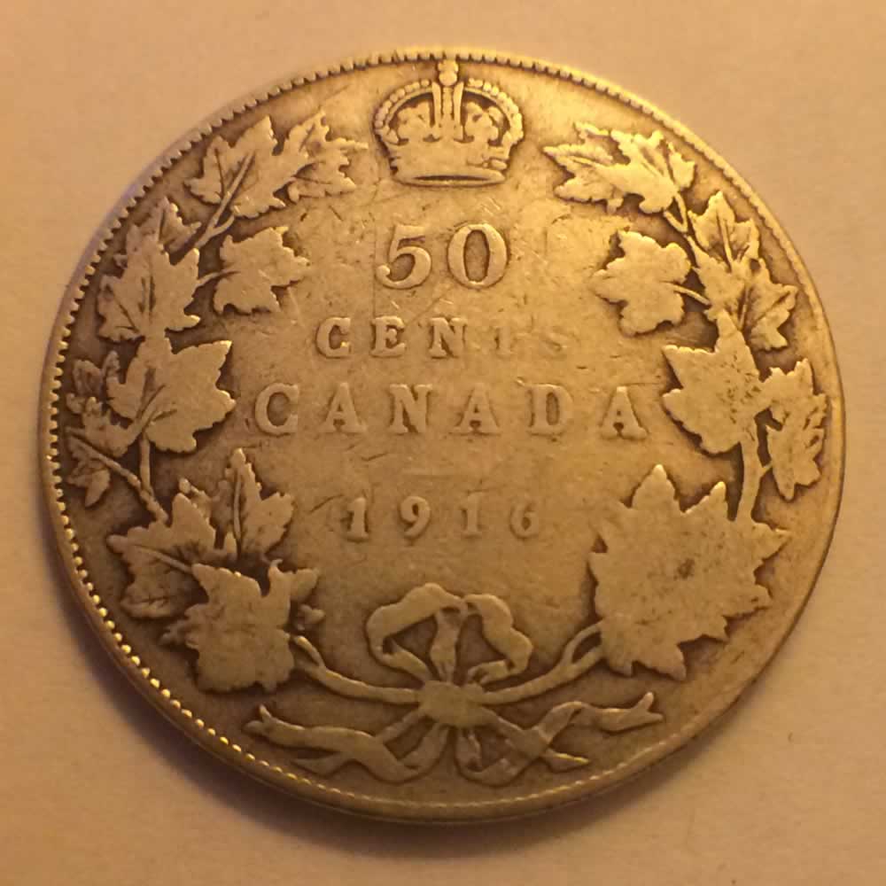 Canada 1916  Canadian Silver 50 Cents ( C50C ) - Reverse