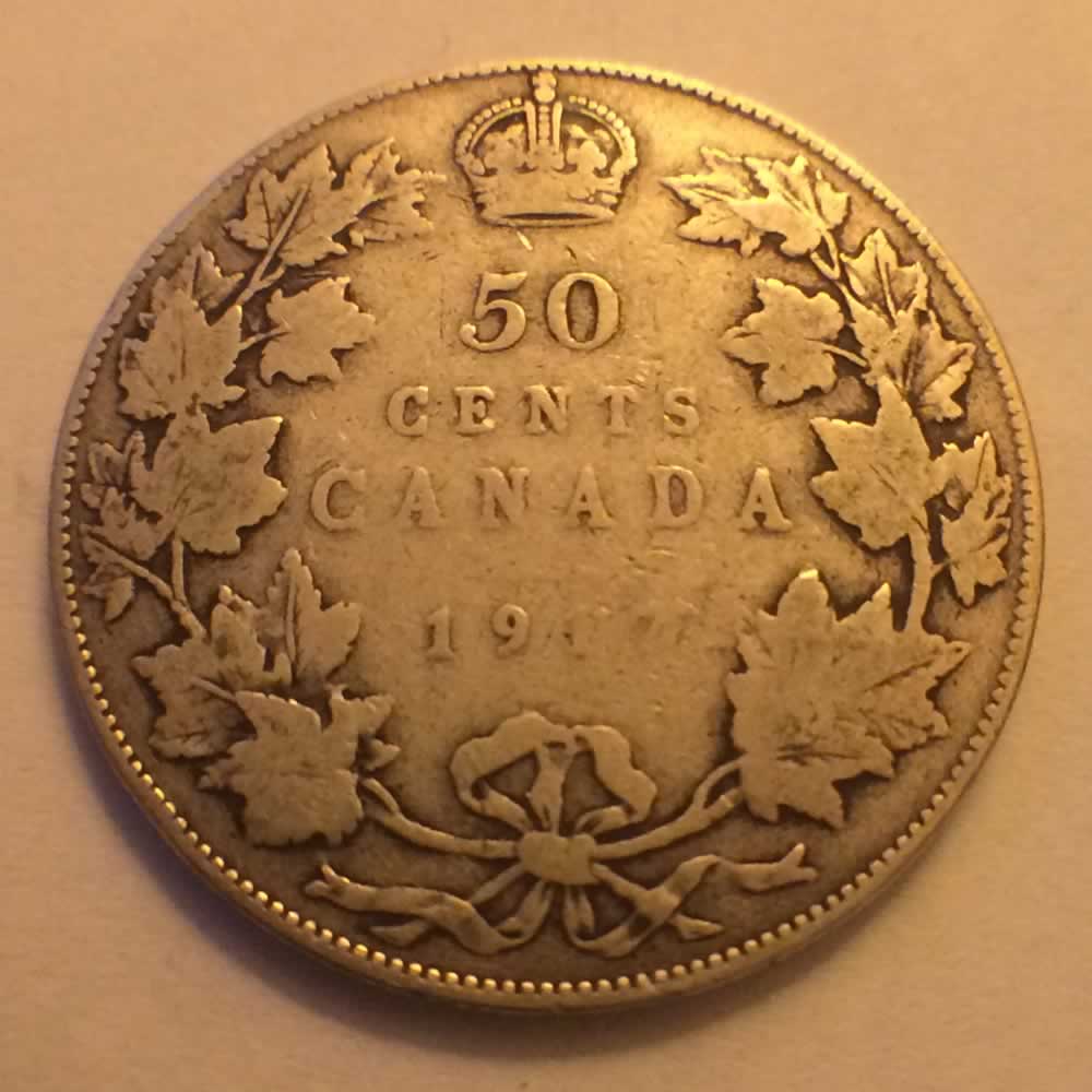 Canada 1917  Canadian Silver 50 Cents ( C50C ) - Reverse