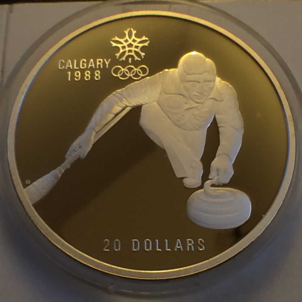 Canada 1987  XV Winter Olympic Games - Curling ( CS$20 ) - Reverse