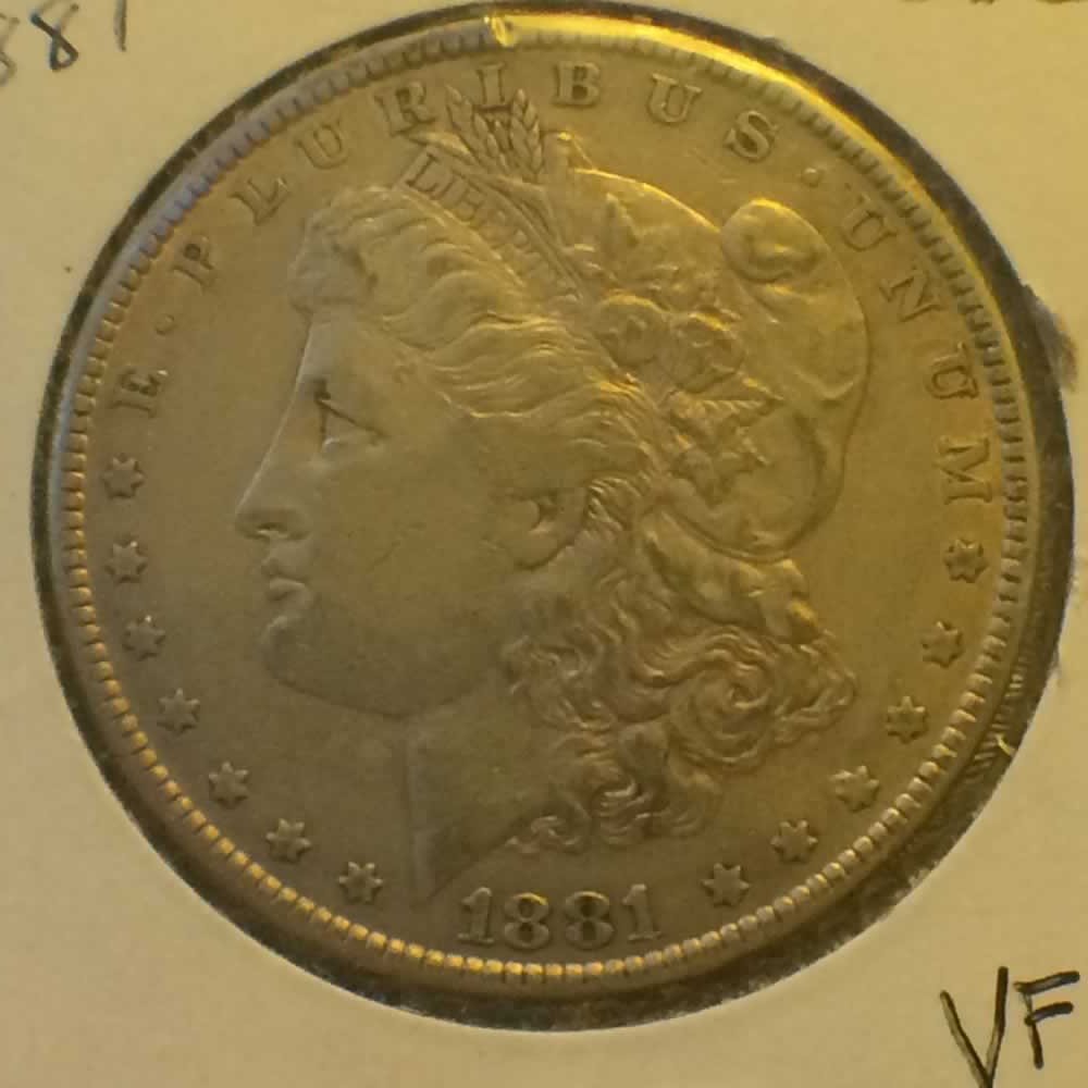 US 1881  Morgan Dollar ( S$1 ) - Obverse