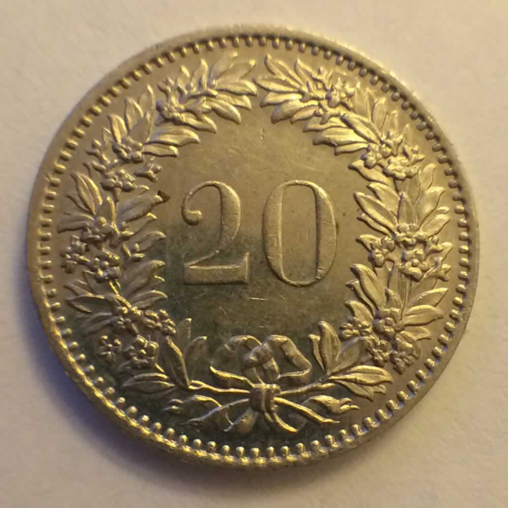Switzerland 1980  20 Rappen ( 20R ) - Reverse