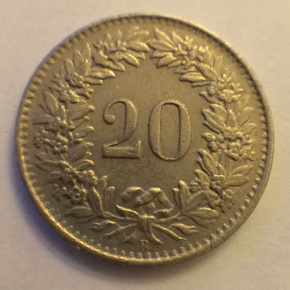 Switzerland 1963 B 20 Rappen ( 20R ) - Reverse