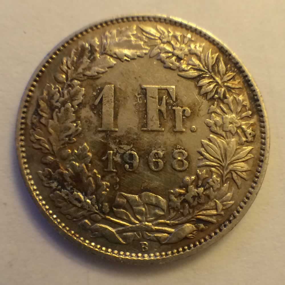 Switzerland 1968 B 1 Franken ( 1Fr ) - Reverse