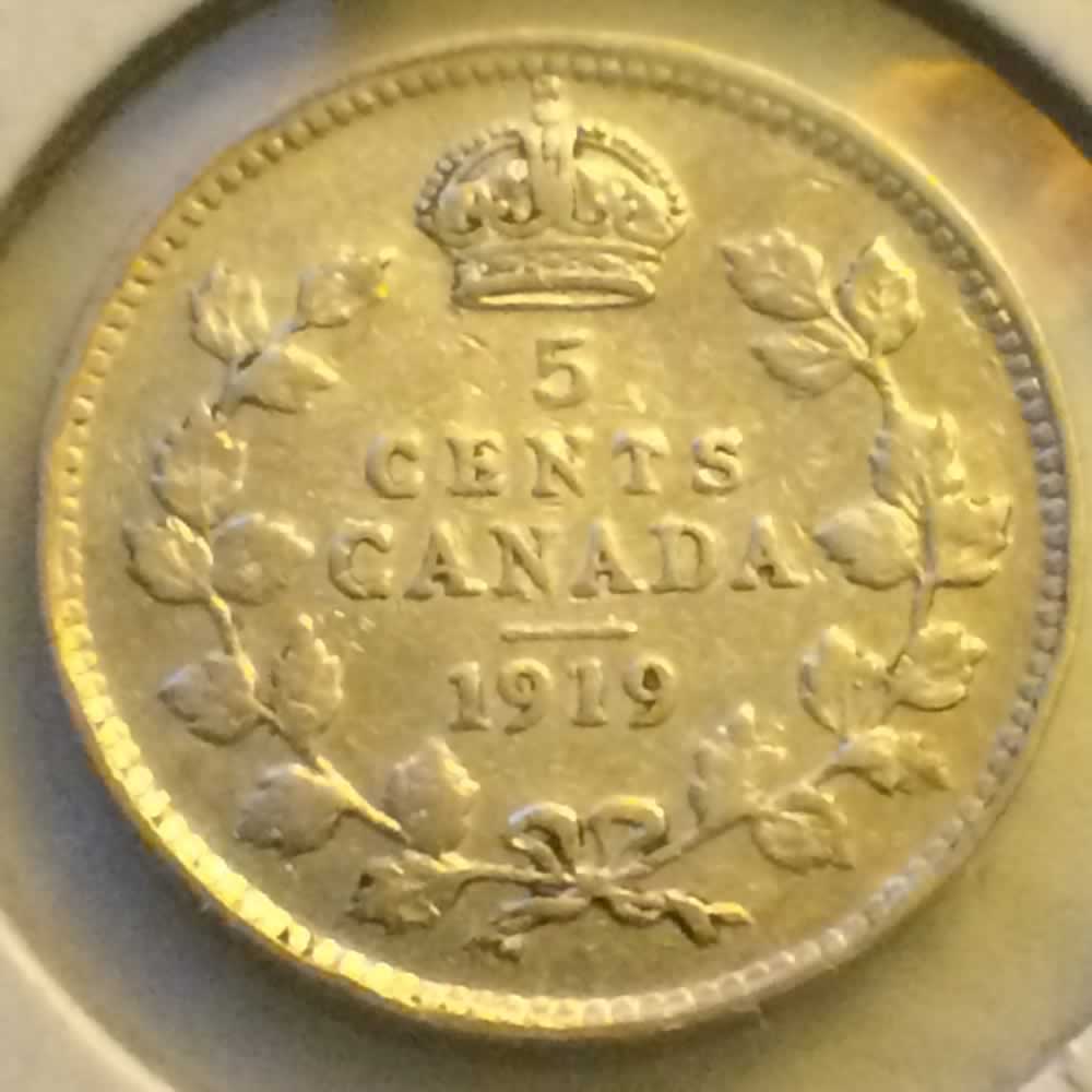 Canada 1919  George V Silver Nickel ( CS5C ) - Reverse
