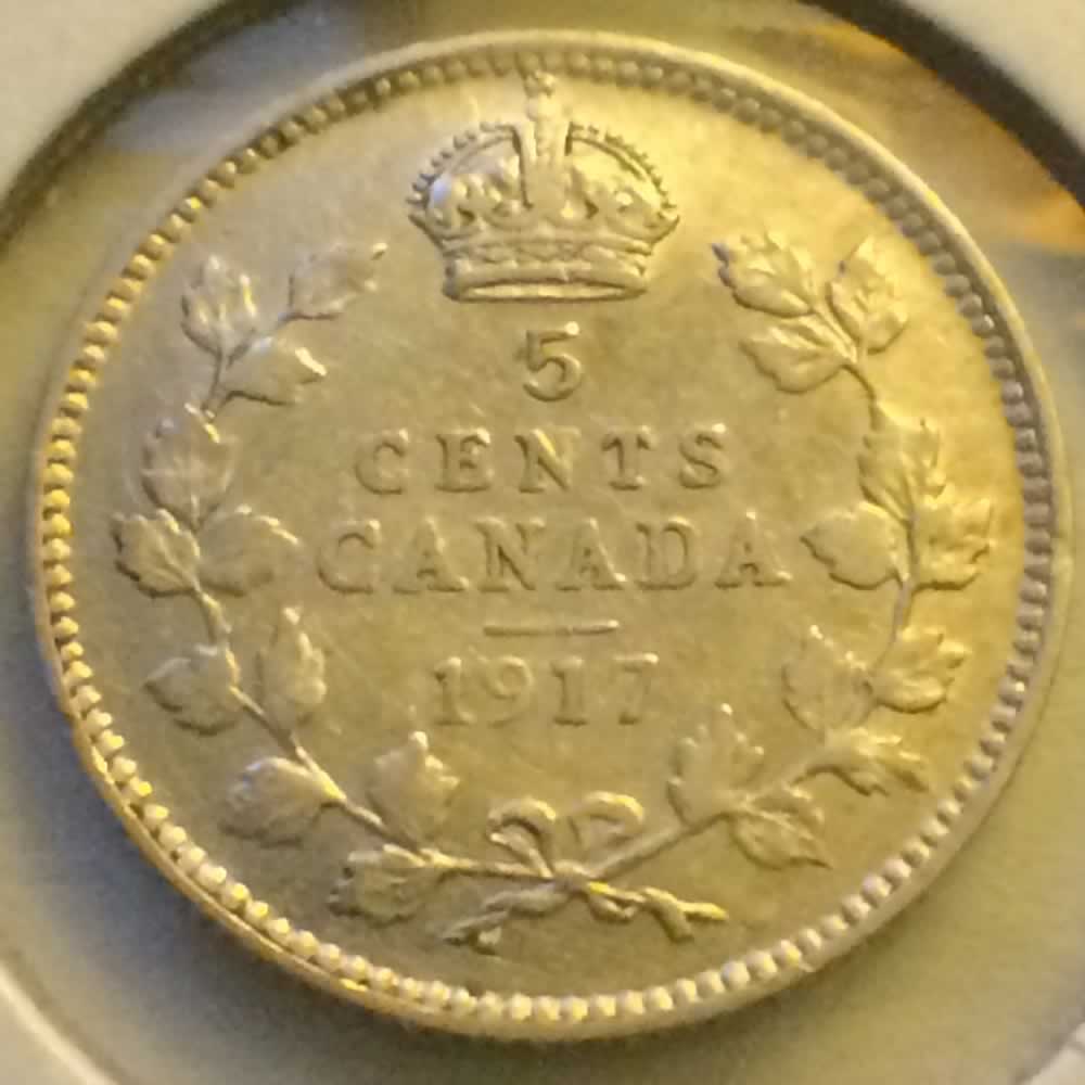 Canada 1917  George V Silver Nickel ( CS5C ) - Reverse