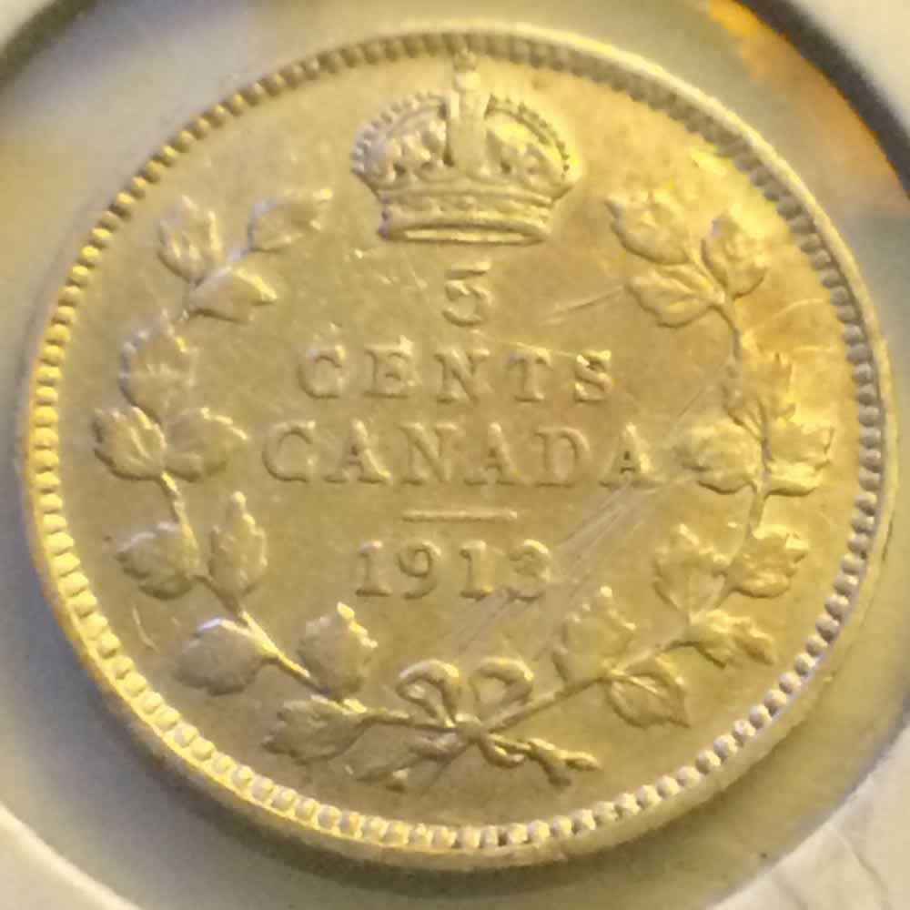 Canada 1913  George V Silver Nickel ( CS5C ) - Reverse
