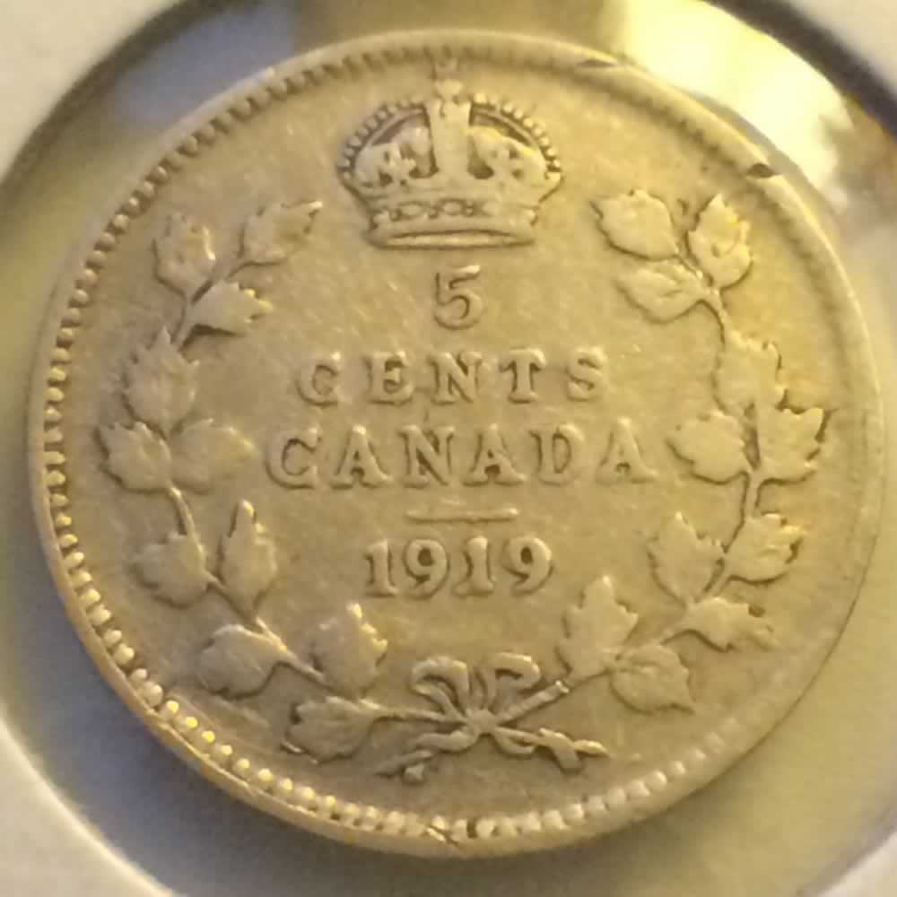 Canada 1919  George V Silver Nickel ( CS5C ) - Reverse