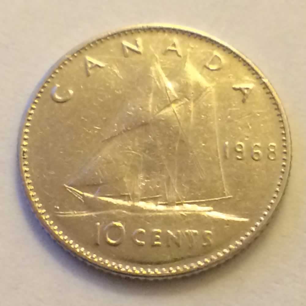 Canada 1968  Philadelphia Dime ( C10C ) - Reverse