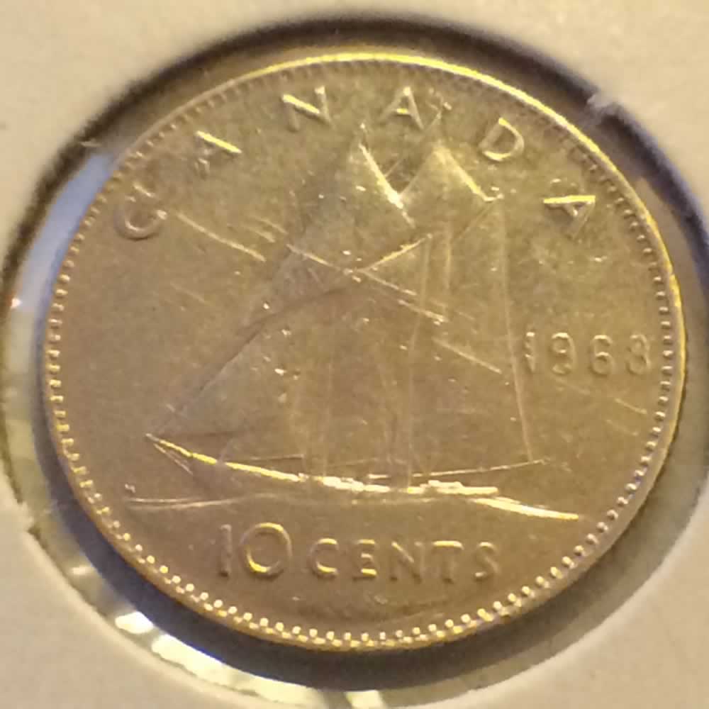 Canada 1968  Philadelphia Dime ( C10C ) - Reverse