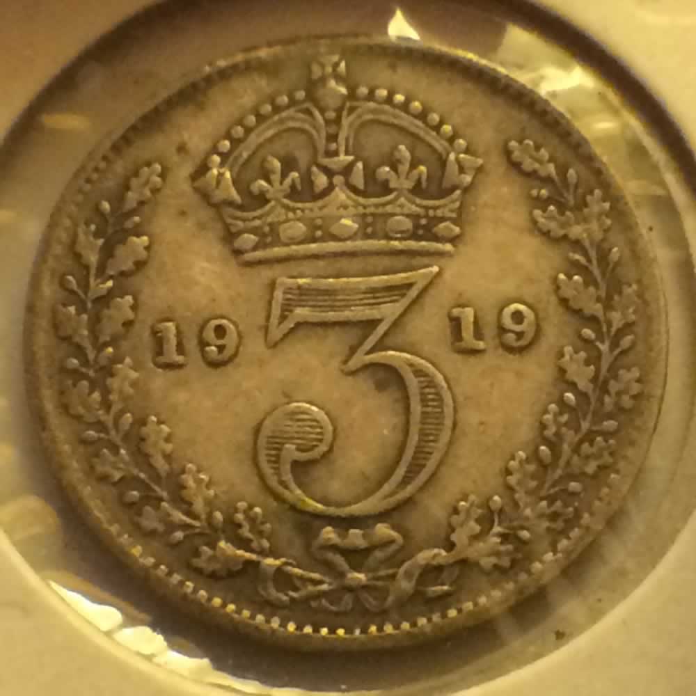 GB 1919  Silver 3 Pence ( 3P ) - Reverse
