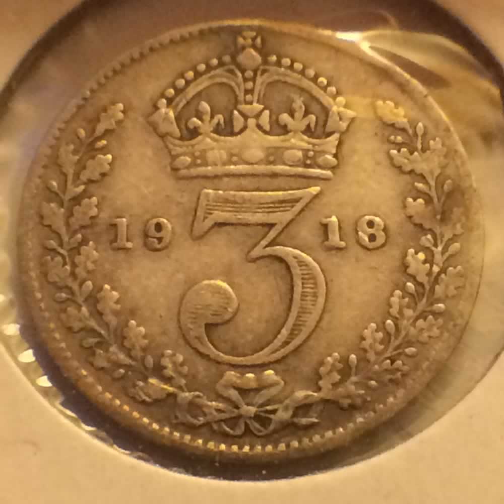 GB 1918  Silver 3 Pence ( 3P ) - Reverse