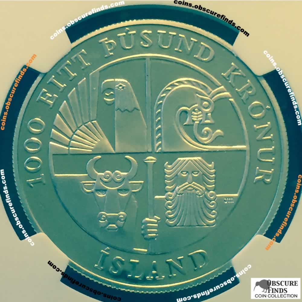 Iceland 2000  Leif Ericson Silver Dollar ( S1000K ) - Reverse