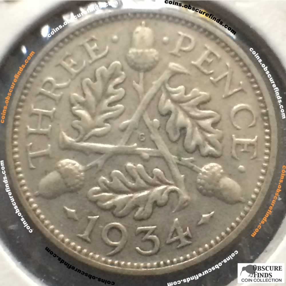 GB 1934  Silver 3 Pence ( 3P ) - Reverse