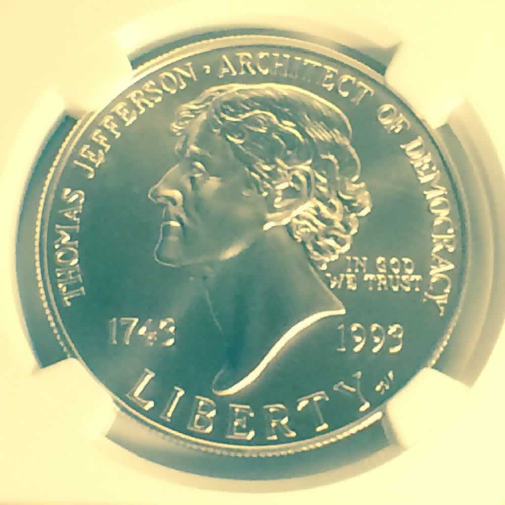 US 1993 P Jefferson Silver Dollar ( S$1 ) - Obverse