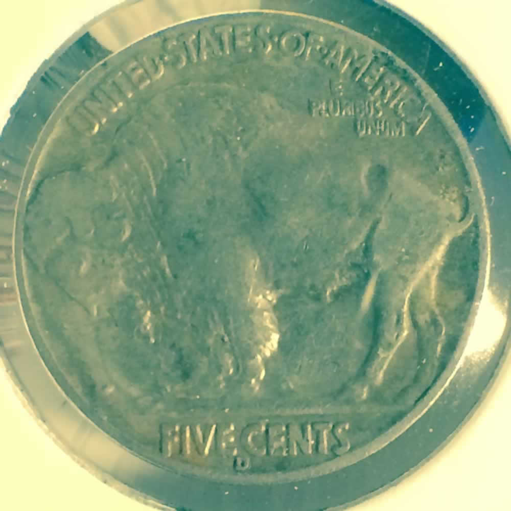 US 1937 D Buffalo Nickel ( 5C ) - Reverse