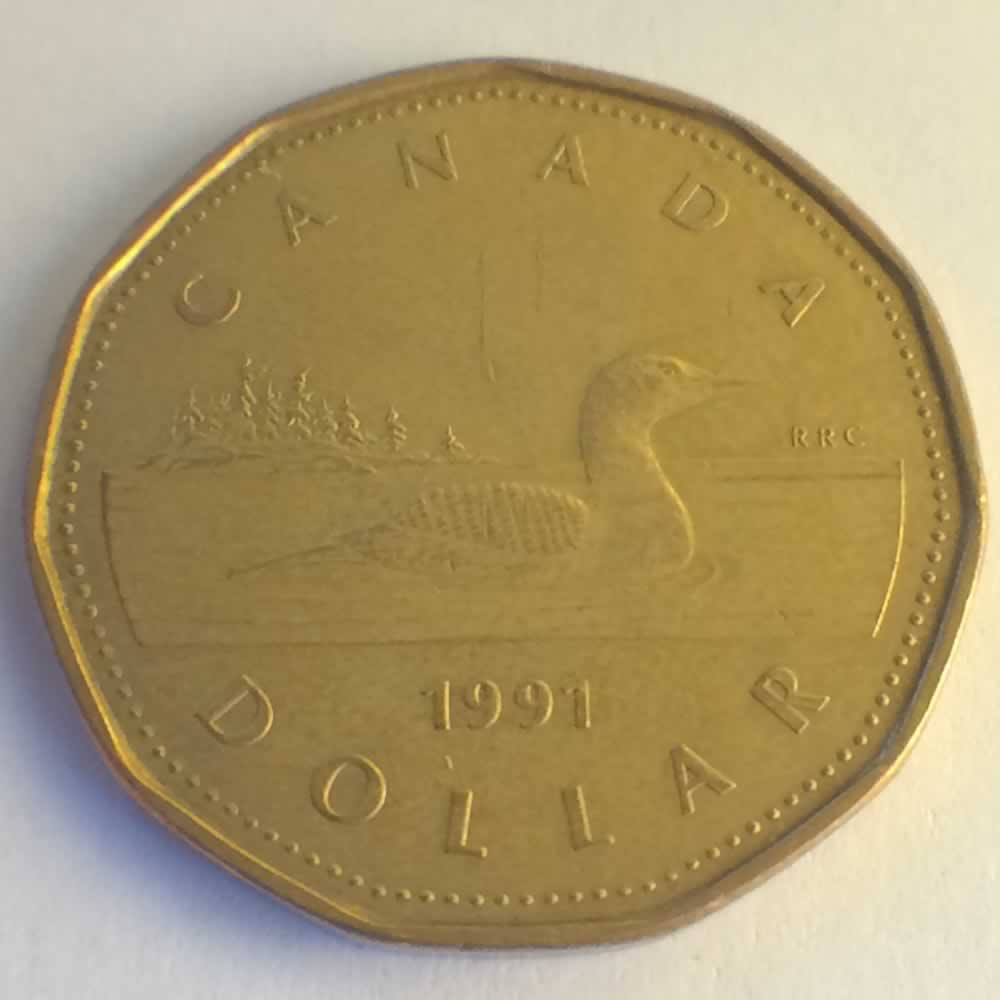 Canada 1991  Canadian Dollar ( C$1 ) - Reverse