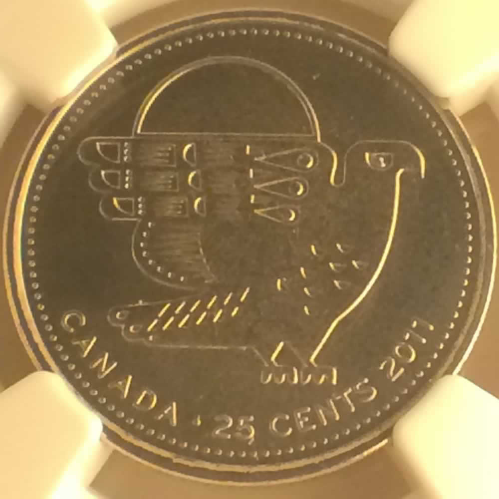 Canada 2011  Peregrine Falcon Quarter ( C25C ) - Reverse