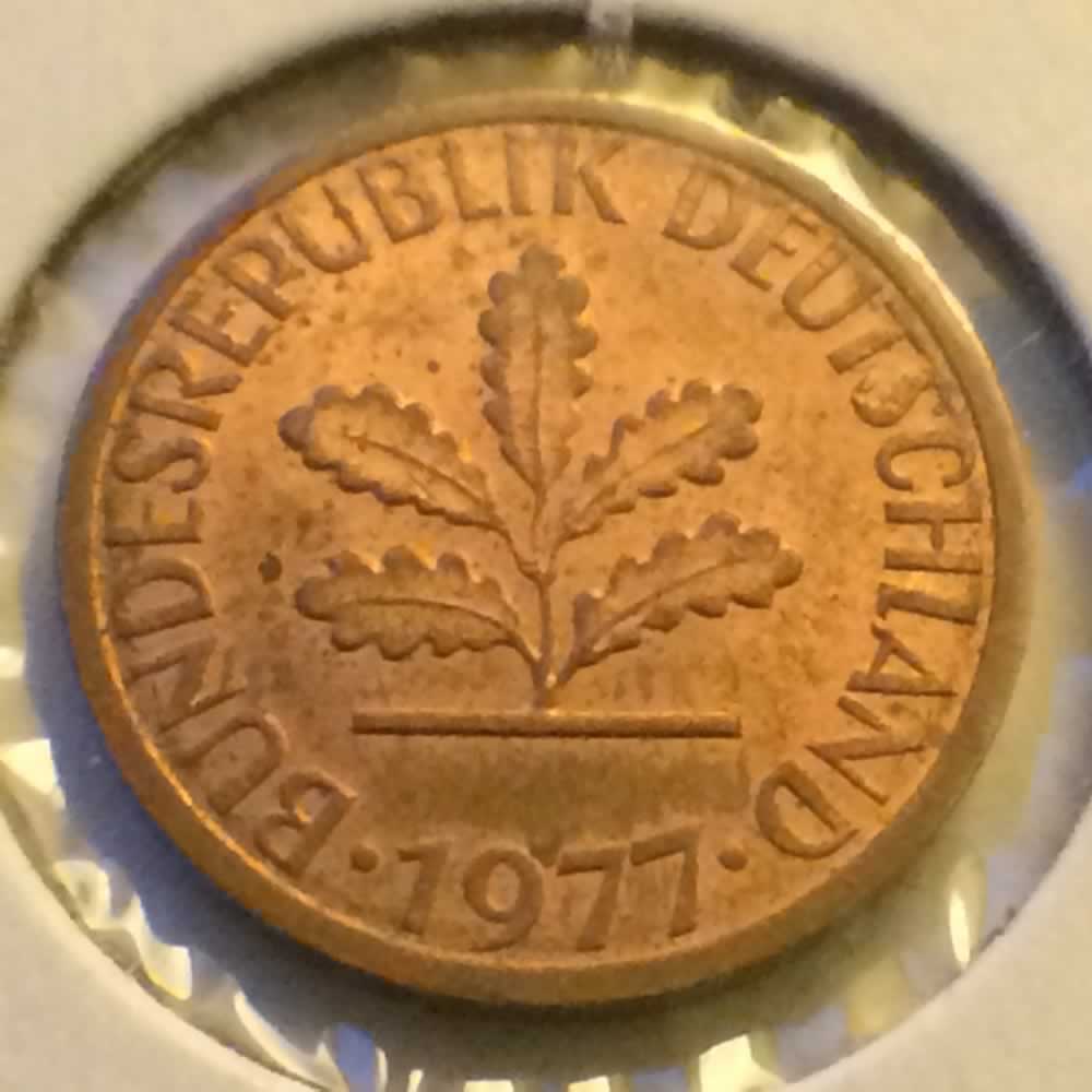 Germany 1977 G 1 Pfennig ( 1pf ) - Reverse