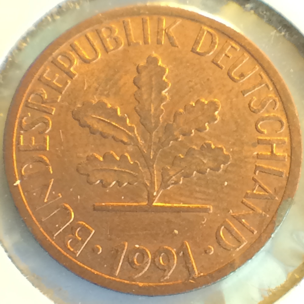 Germany 1991 G 1 Pfennig ( 1pf ) - Reverse
