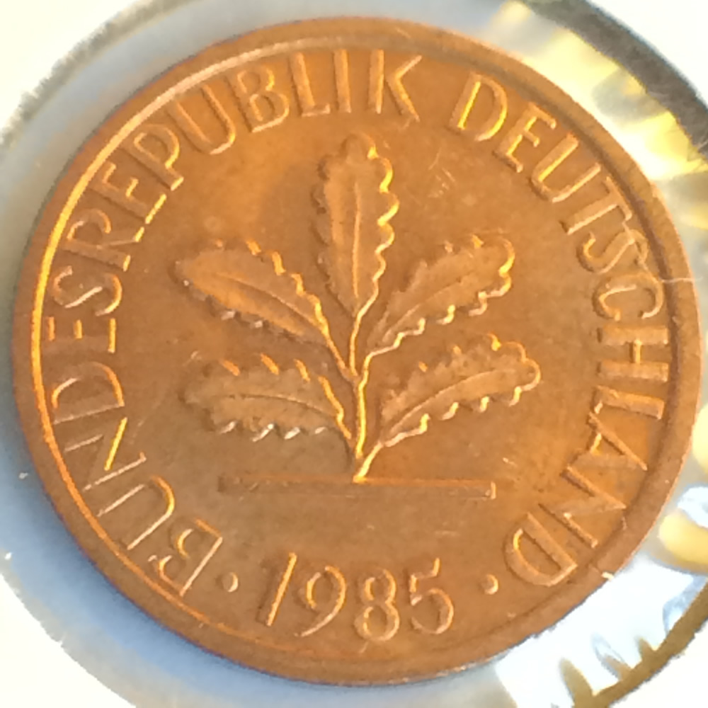 Germany 1985 G 1 Pfennig ( 1pf ) - Reverse