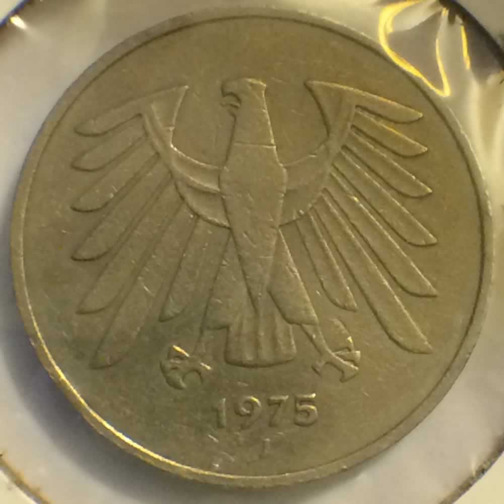 Germany 1975 J 5 Deutsche Mark ( DM 5 ) - Reverse