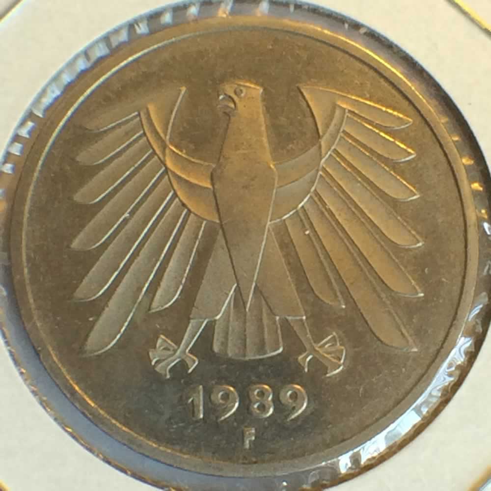 Germany 1989 F 5 Deutsche Mark ( DM 5 ) - Obverse