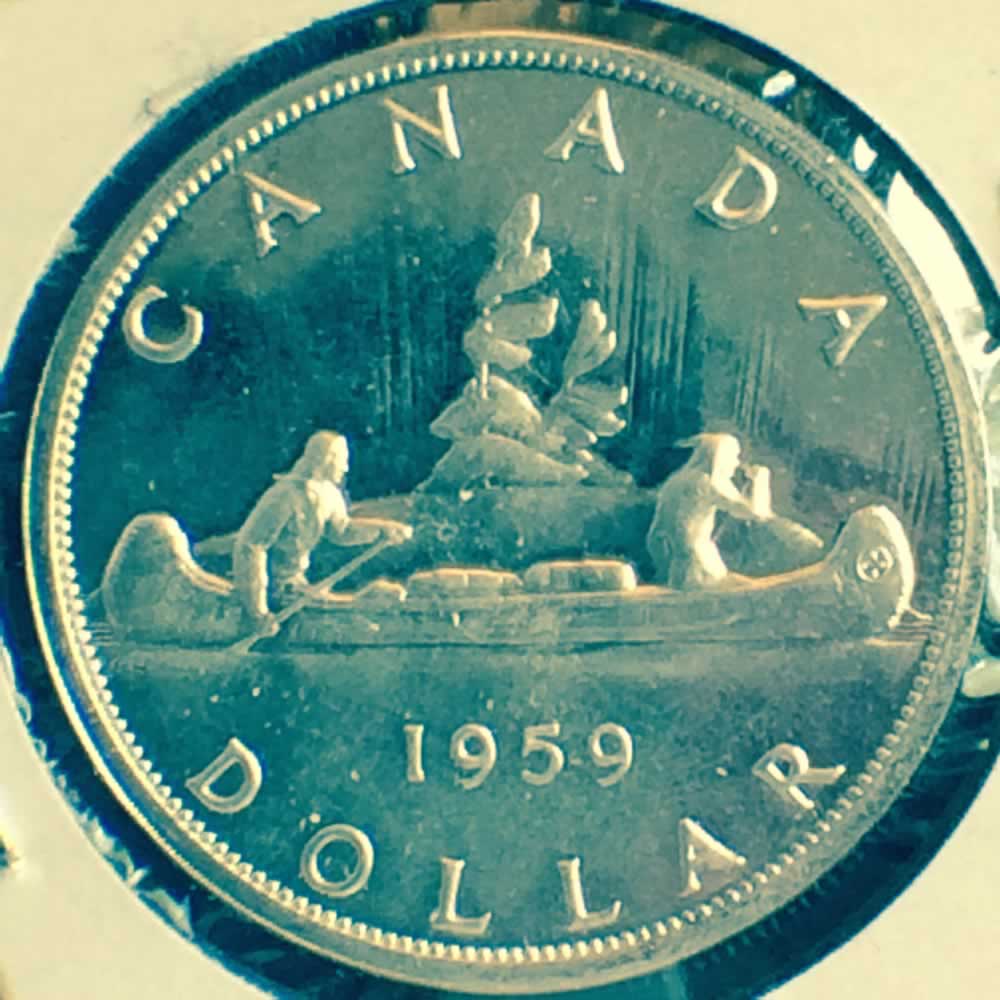 Canada 1959  Voyageur Silver Dollar ( CS$1 ) - Reverse