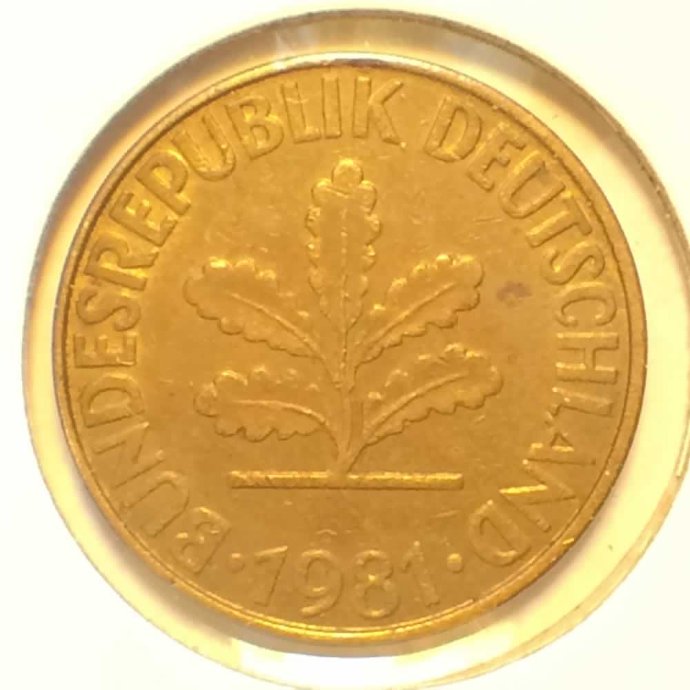 Germany 1981 F 10 Pfennig ( 10pf ) - Obverse