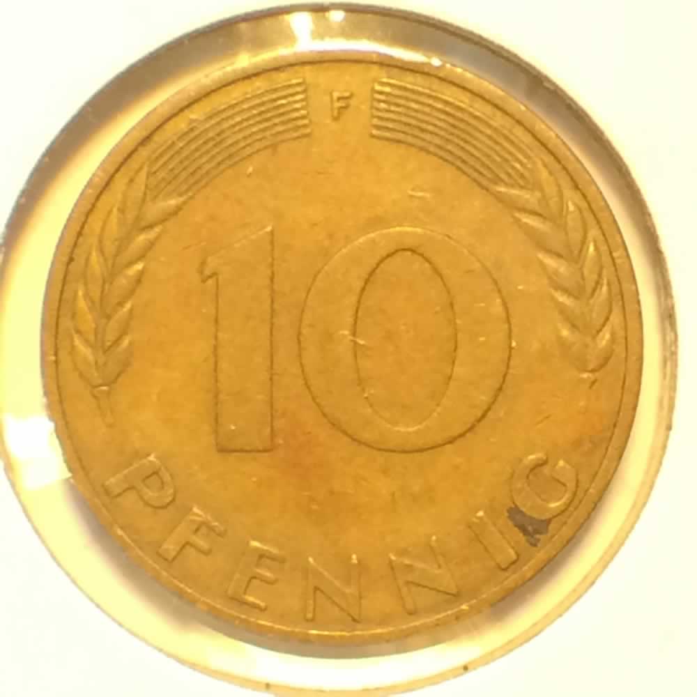 Germany 1970 F 10 Pfennig ( 10pf ) - Reverse