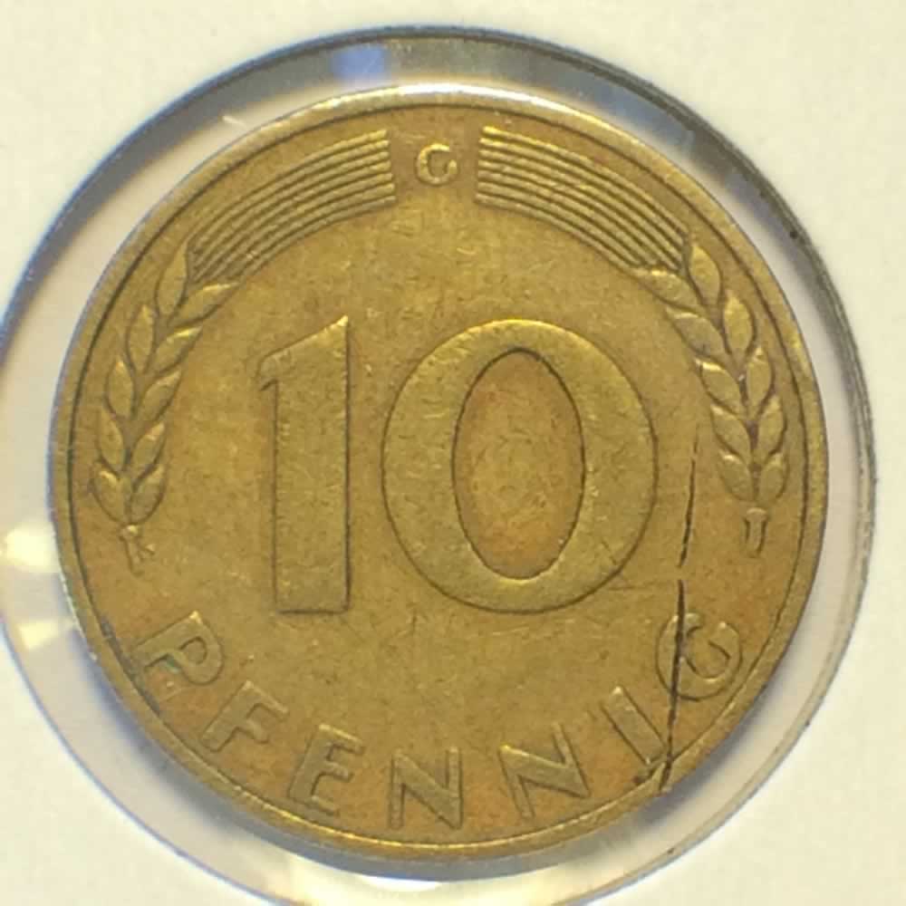 Germany 1950 G 10 Pfennig ( 10pf ) - Reverse