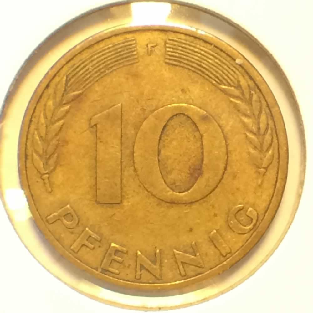 Germany 1950 F 10 Pfennig ( 10pf ) - Reverse