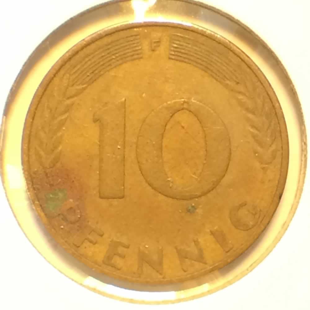 Germany 1950 F 10 Pfennig ( 10pf ) - Reverse