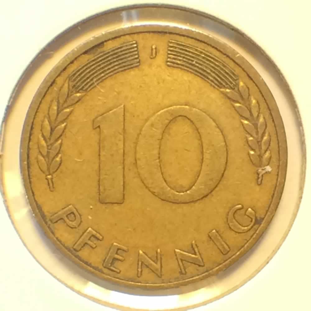 Germany 1950 J 10 Pfennig ( 10pf ) - Reverse