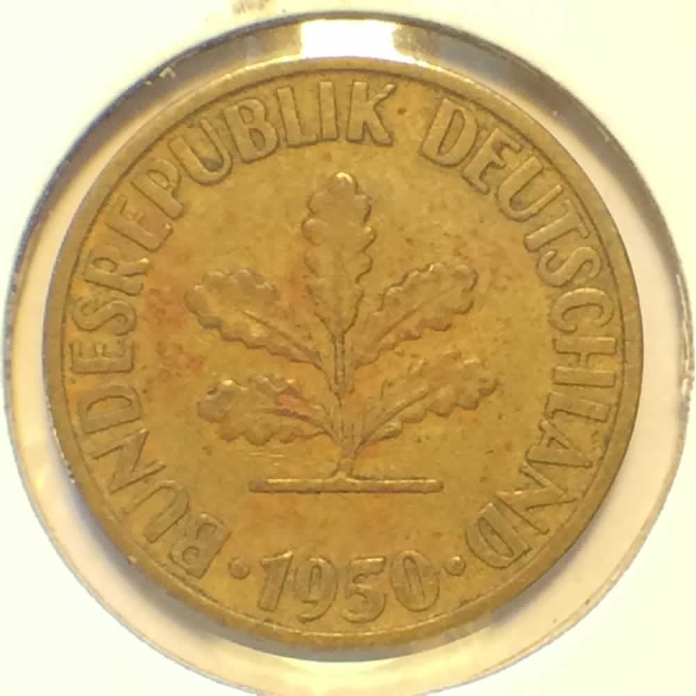 Germany 1950 D 10 Pfennig ( 10pf ) - Obverse